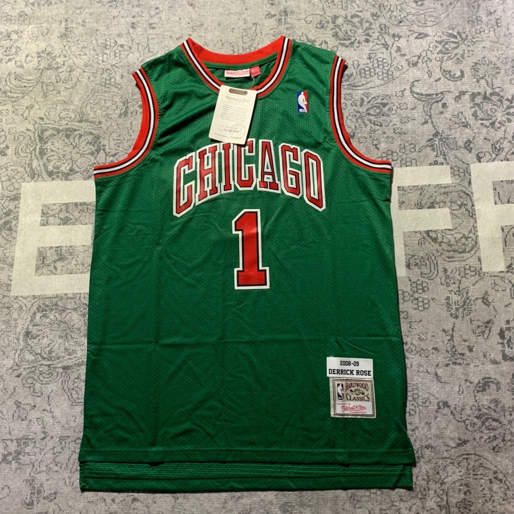 Mitchell & Ness Chicago Bulls Derrick Rose Jersey Mens XL Green St Patricks NWT